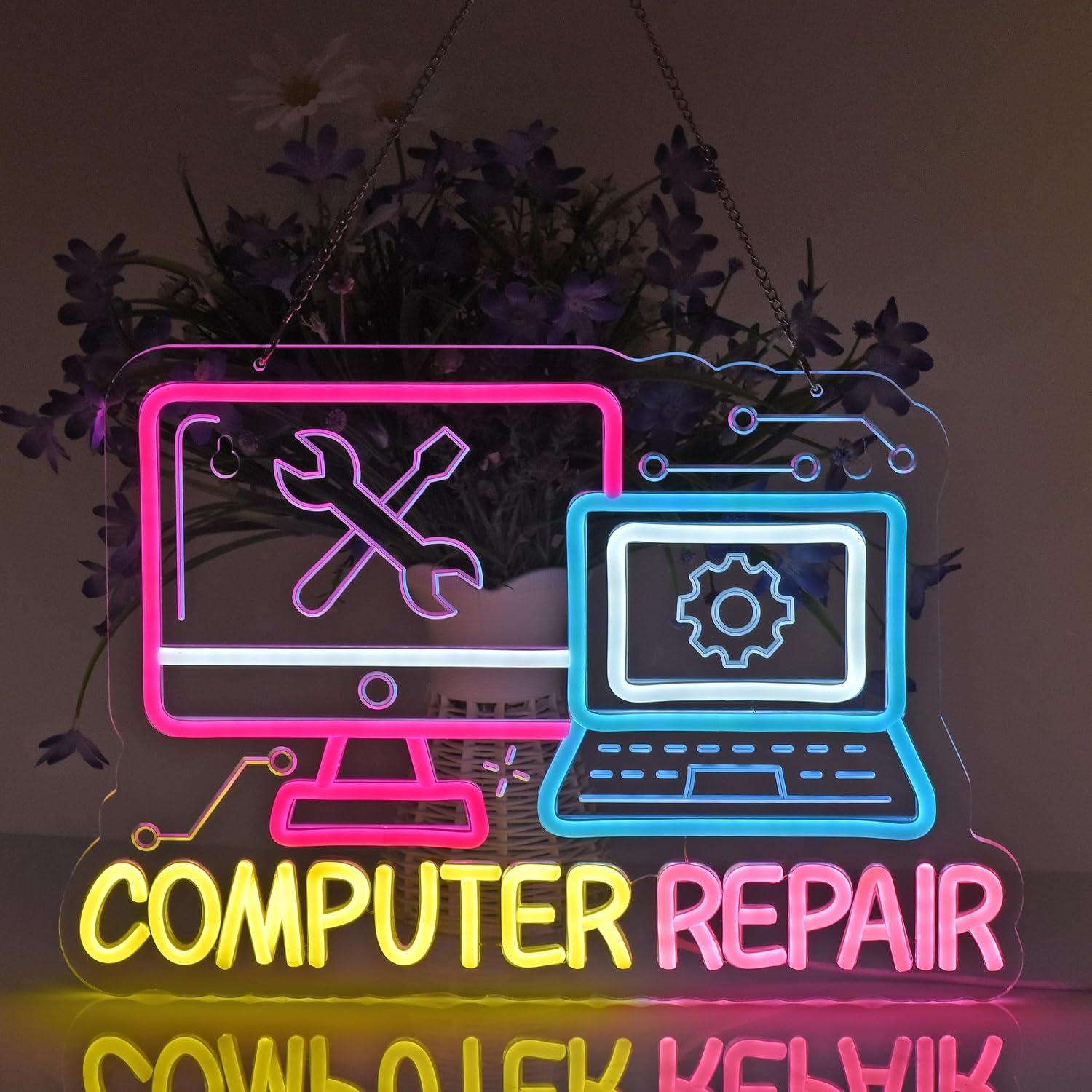 Computer Repair Neon Sign USB  - Electronics Repair Store review and price