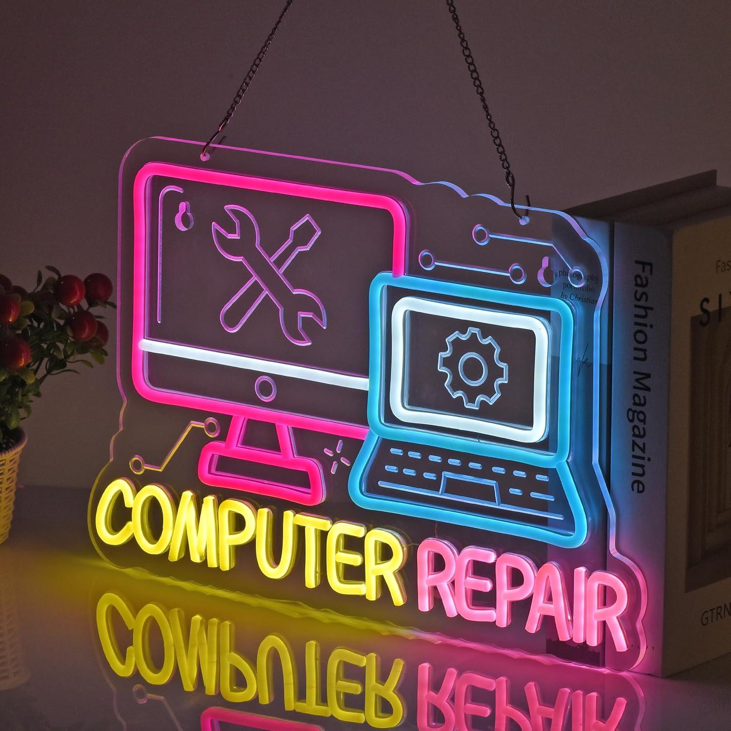 Computer Repair Neon Sign USB  - Electronics Repair Store review and price